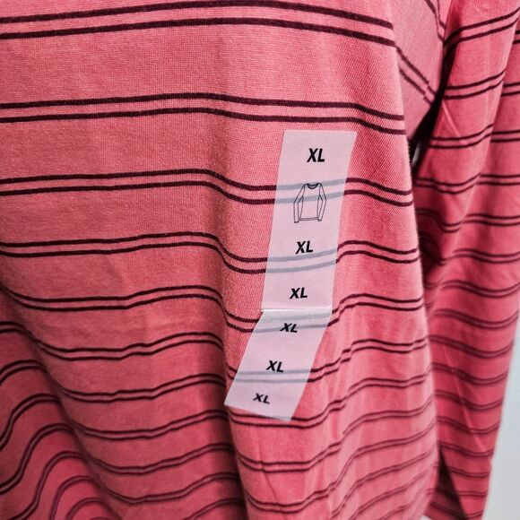 Old Navy Pink Striped Cotton Everywear Long Sleeve Shirt Size XL - Picture 5 of 9